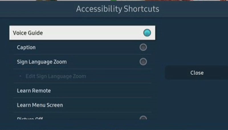 Samsung Freestyle Projector Accessibility Shortcuts List Guide
