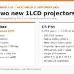 Spec comparison of the OBE R3 Ultra Max and C5 Pro single-panel LCD projectors