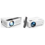 TMY V08 and AuKing M8-F mini LCD projectors side by side